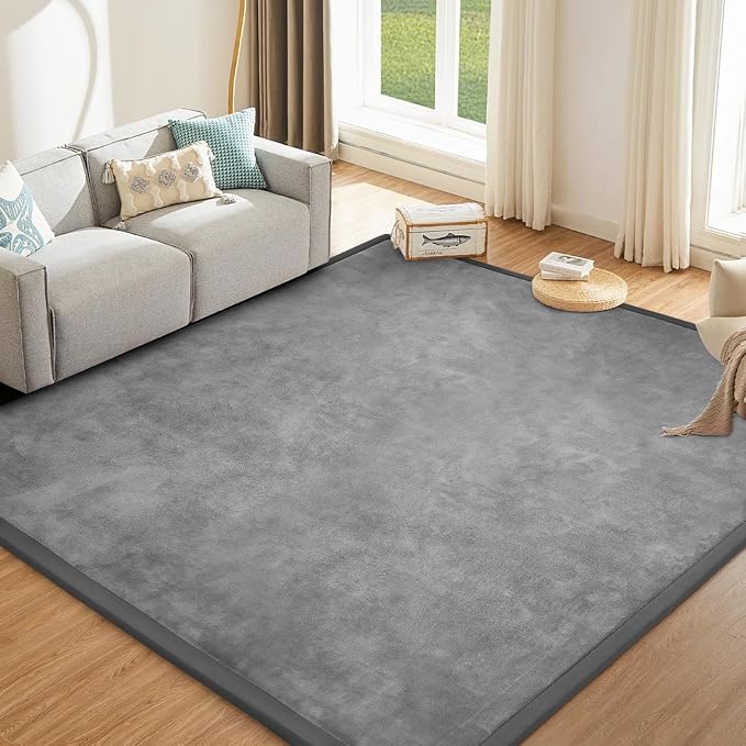 Baby Play Mat for Floor Nursery Rug Muscle Mat Area Rug Playroom Rug 79"x110" Playpen Mat Elastic Foam 1.3" Thick Crawling Mat for Babies,Toddlers, Infants, Kids,Grey
