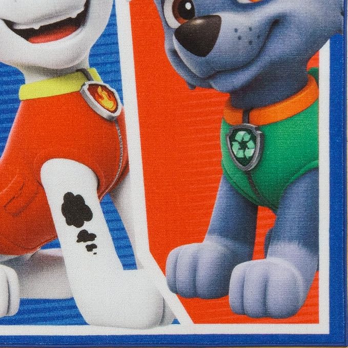 Gertmenian Nickelodeon Paw Patrol Licensed Indoor Kids Area Rug - 4x6 Large, Nonslip, Ideal for ‎Living Room, Bedroom, Game Room, Classroom, or Playroom - Chase Marshall Rubble Ryder, 19432