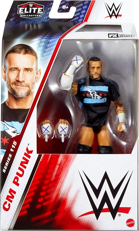 Mattel WWE Elite Action Figure & Accessories, Series #115 6-inch Collectible CM Punk with 25 Articulation Points & Swappable Hands