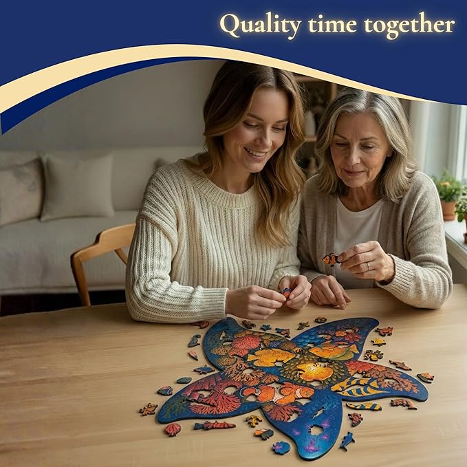 Premium Wooden Puzzles for Adults - 100 Piece Eco-Friendly Wood Puzzles - Relaxation & Brain Training - Unique Jigsaw Puzzle - Whimsical Shape Puzzle Pieces 9.8 × 9.8 in