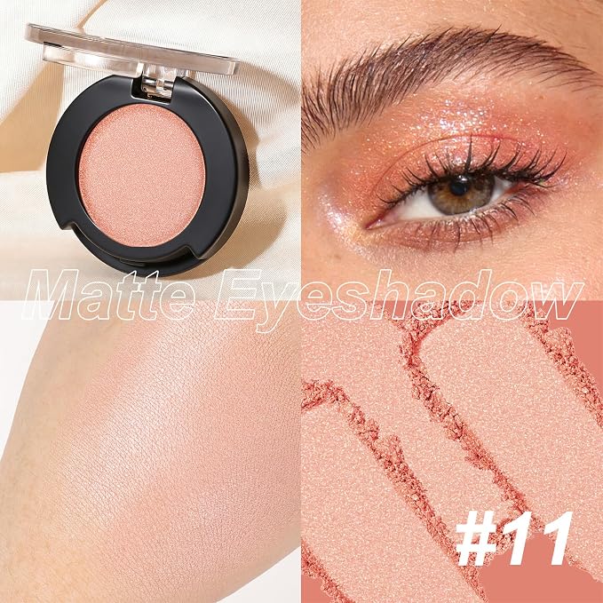 Peach Pearl Single Eyeshadow, Highly Pigmented Blendable Pressed Powder Eye Shadow, Long-Lasting Eye Makeup, Versatile for Valentine’s Day, Special Occasions for Romantic Date Looks #11