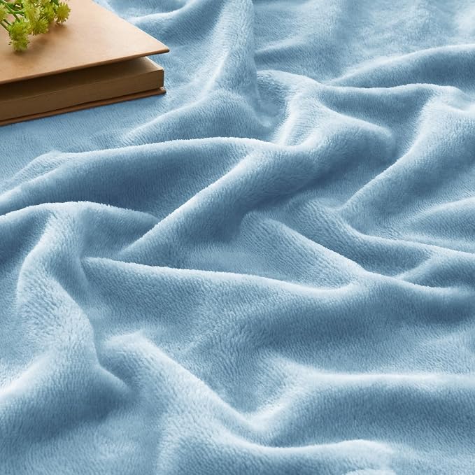 BEDELITE Fleece Blanket Soft Queen Size Bed Blanket Washed Blue 90"x90" | Ultra Soft Fleece, Plush Microfiber, Lightweight Warmth, All Season Comfort, Fade Resistant, Machine Washable,Perfect for Bed