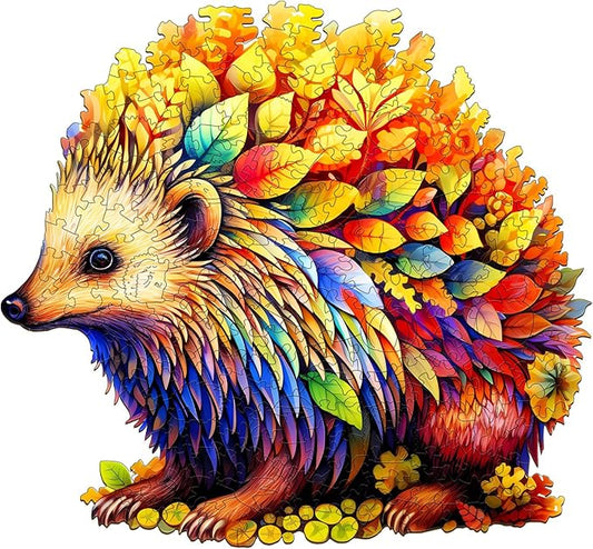 Wooden Puzzles for Adults - Clever Hedgehog Wooden Jigsaw Puzzle - Unique Animal Shaped Wood Puzzles Adult - Christmas Birthday Gifts for Adults/Friends/Family - 300pcs 13 * 12.3in