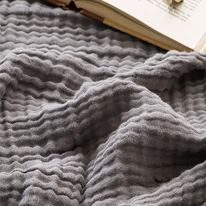 EMME Muslin Blankets for Adults Throw Blanket for Couch Breathable Gauze Soft Lightweight Airy Grey Super King 120" x 94"