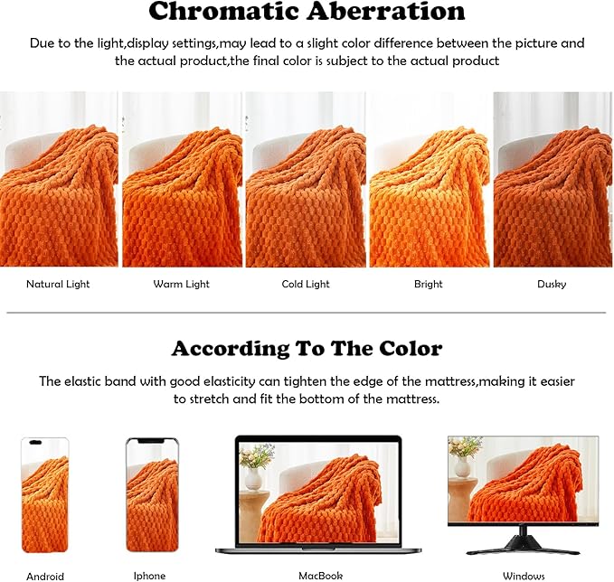 NEWCOSPLAY Fleece Clouds Cozy Throw Blanket for Couch, Orange, 50"x60" | Premium Silky Flannel Blanket, Soft Lightweight Fluffy Throw Blanket for Bed Sofa Decor, Gift for All Season Use