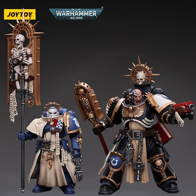 JOYTOY 1/18 Warhammer 40k 2PCS Action Figure Ultramarines Bladeguard Ancient,Chaplain Indomitus Collection Anime Model Christmas Birthday Gifts