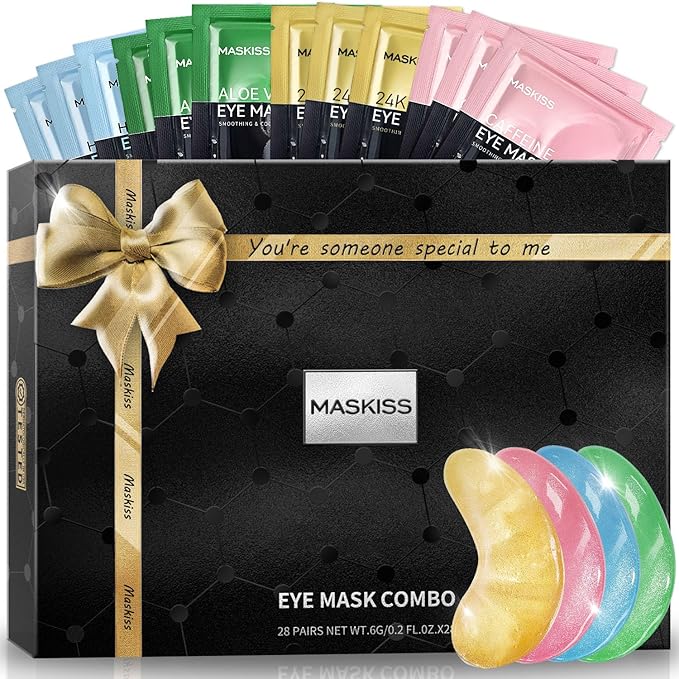 Maskiss Under Eye Patches (28 Pairs), 4 Colors Eye Masks Gift Set for Dark Circles Puffy Eyes, Mothers Day Gifts for Mom, Skin Care Gift Set for Undereye Bags and Wrinkles Puffiness
