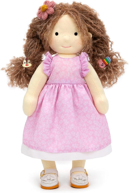 Handmade Waldorf Doll- Amy 12", Soft Girl Rag Doll with Cute Stuffed Plush, Ideal Present for Babies & Toddlers