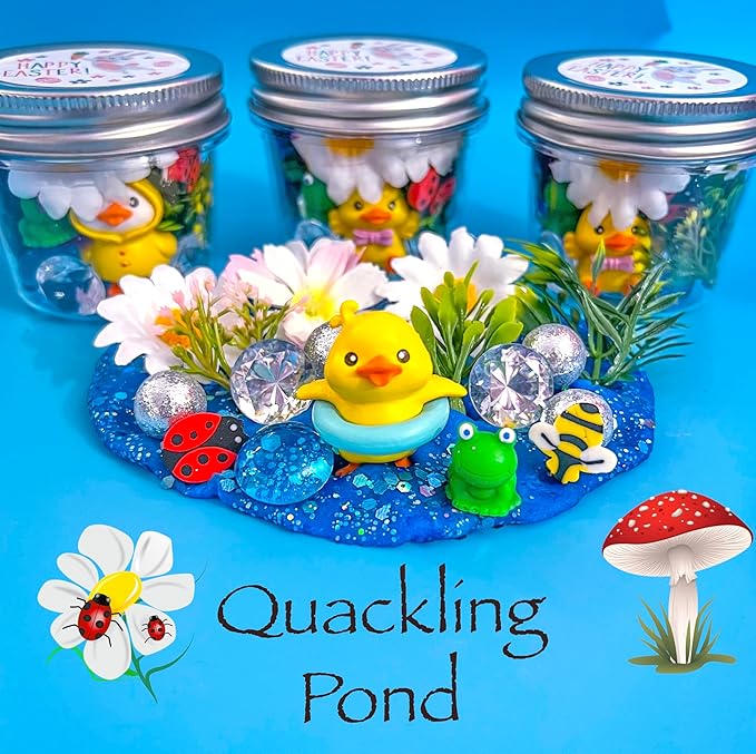 MAGIC Play dough Jars, Play dough kit,Kids Party Favors, Goodie Bags,Birthday Party Favors, Playdoh, Birthday gift for kids, girls boys gift (Quackling Pond)