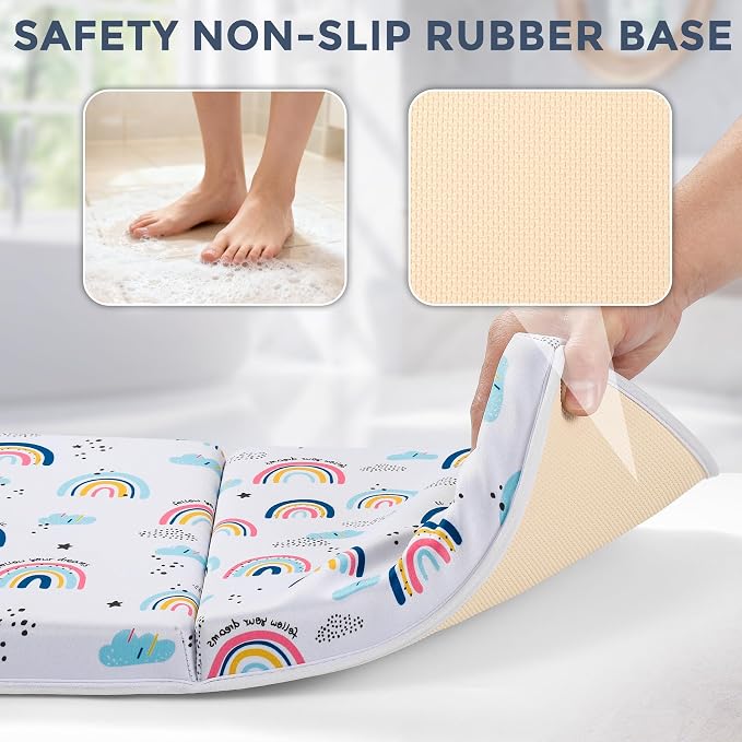 Bath Kneeler and Elbow Rest Pad Set - Comfortable 1.5” Thick Baby Bath Kneeler Pads with Toys Organizer, Non-Slip Knee Arm Support Bathtub Mat, Quick-Drying Kneeling Pad for Baby Bath Time