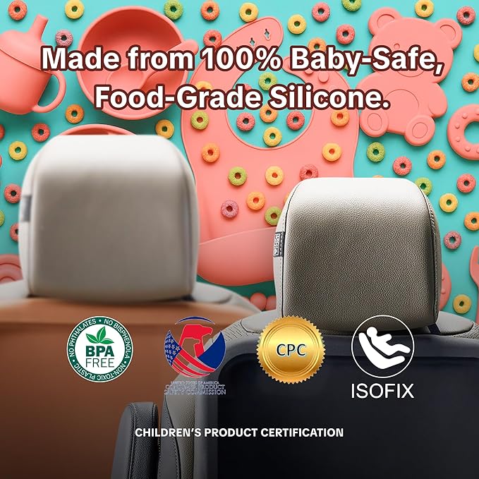 Siliguard Car Seat Protector for Leather Seats - No Indentation & Non-Slip Grip, Waterproof Seat Cover, Ultra-Thin Silicone Carseat Mat is LATCH Compatible for Baby, Child & Toddler Car Seats (Black)