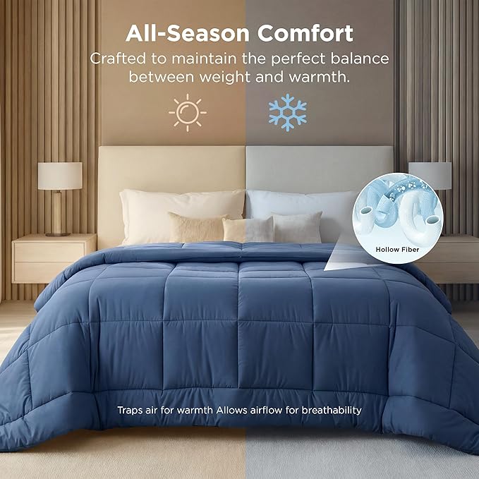 Bedsure Comforter Duvet Insert - Quilted Comforters Oversized King, All Season Duvet, GentleSoft Down Alternative Bedding, with 8 Tabs, Gifts for Women/Men, Dark Slate Blue, Oversize King 116x98Inche