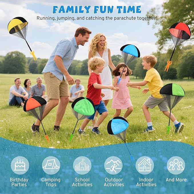 Parachute Toy for Kids, Outdoor Toys Flying Parachute Men, Inside & Outside Toys for or 3 4 5 6 7 8 9 10 11 12 Year Old, Christmas Stocking Stuffers for Kids Idea 2025 Unique Boys Party Favors