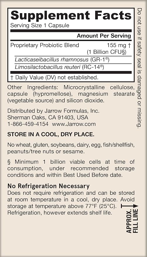 Jarrow Formulas Fem-Dophilus Probiotics 1 Billion CFU with 2 Science-Backed Strains, Dietary Suppl for Vaginal and Urinary Tract Supp,60 Veggie Caps,Up to a 60 Day Supply, Shelf-Stable,12 Packs