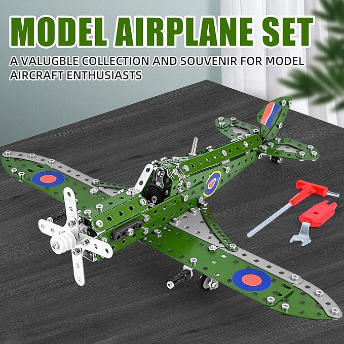 STEM Building Toys Model Airplane Kits for Boys 8-12,Airplane Model Scale 1:32 Metal Building Kit,Construction Set Model Planes for Kids 8-12,Best Airplane Gifts for Hurricane Fighter Fans