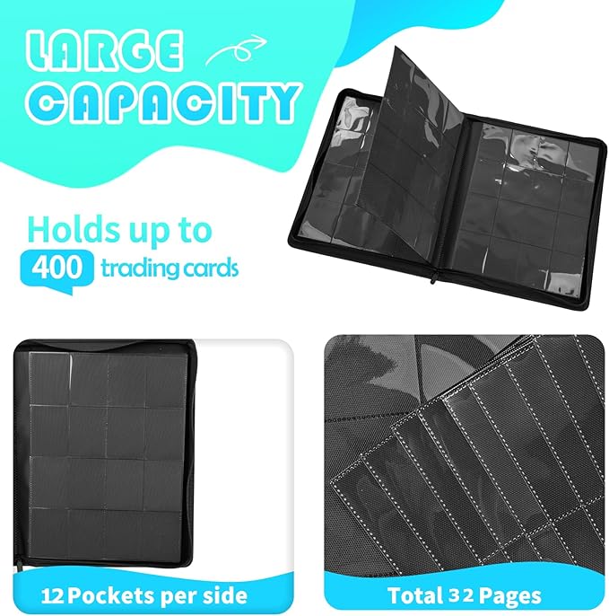 Premium 1000+ Pockets Trading Card Binder, 16-Pocket Ringless Side-Loading Album for TCG, MTG, Lorcana, Sports & Standard-Size Cards