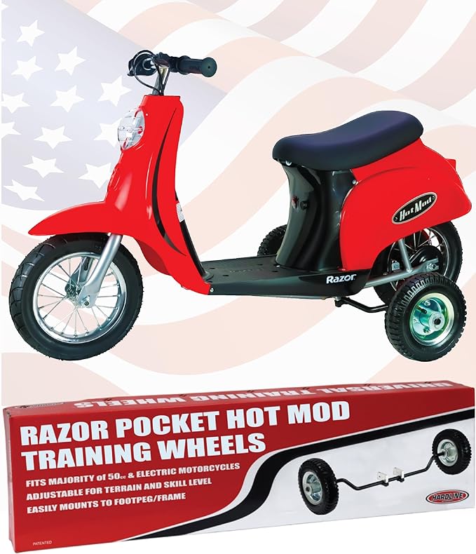 Hardline Products USA Wheels For Tots Training Wheels for Razor Pocket Hot Mod