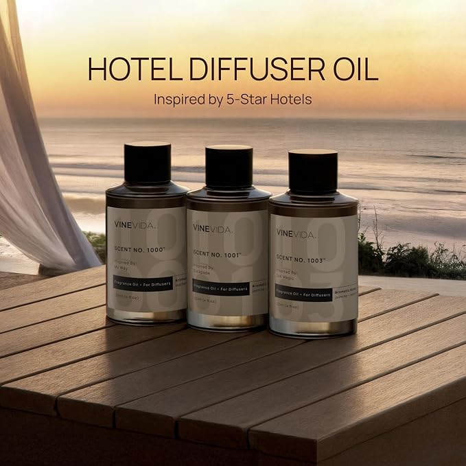 VINEVIDA [4 Fl Oz] Hotel Diffuser Oil Black Velvet - Scent No.1002 Inspired by 5-Star Hotel | Waterless Cold Air Scent Refill | Diffuser Essential Oils - Home Luxury Scents
