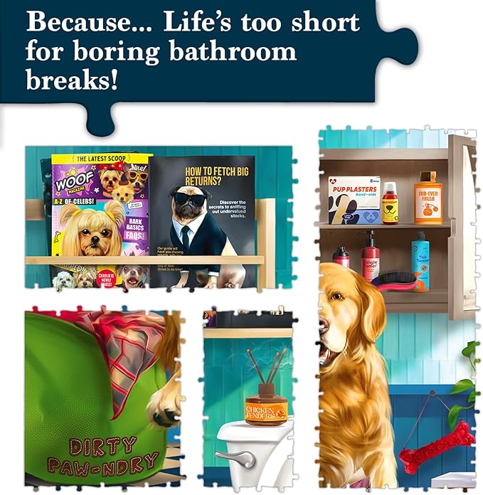Jigsaw Puzzle 1000 Pieces - The Morning Dump, Fun for Families, Friends, Puzzle Enthusiasts, Game Nights, Includes Sorting Trays, Poster, Gifts for Dog Lovers Ages 15+, Finished Size 27.5” x 19.5"