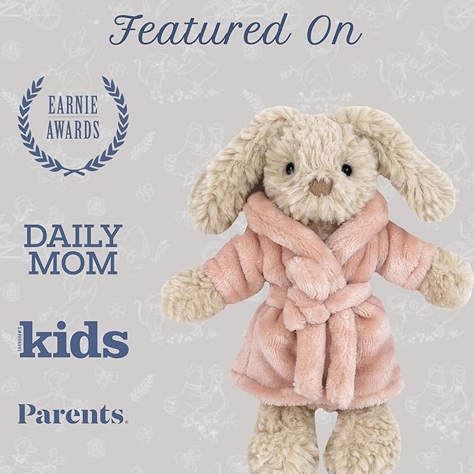 MON AMI Robe The Bunny Plushie – 9" Stuffed Animal Plush Toy for Kids, Soft and Cuddly Bunny Plush Toy, Cute Easter or Birthday Gift, Huggable Toy, Adorable Stuffed Toy for Children