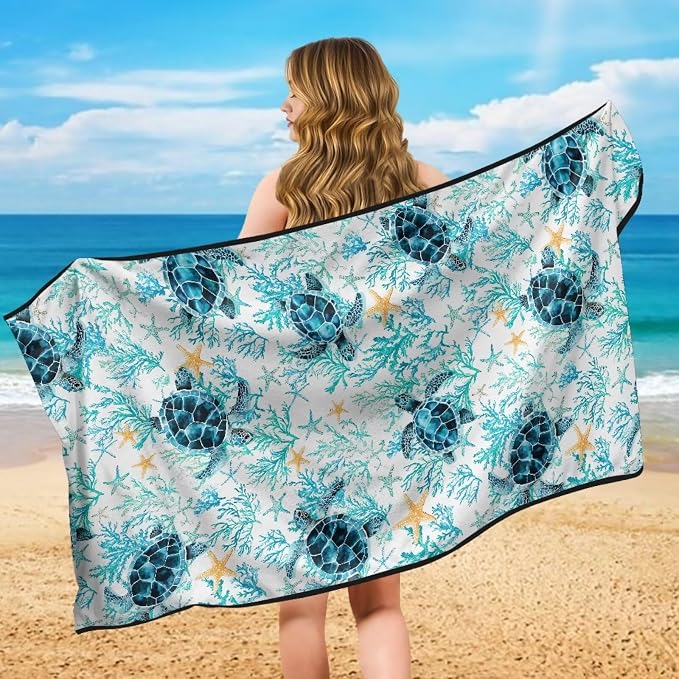 INSTANTARTS Sea Turtle Car Seat Cover Protector Sweat Towel Multi-Functional Car Towel Car Seat Towel Cover