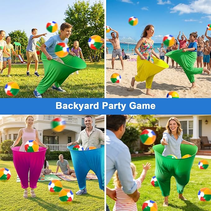 Granny Pants Yard Game, Outdoor Game with Bouncy Ball and Air Pump, Team Relay Family Reunion Party Field Game