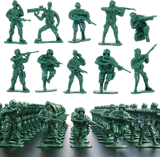 2-Inch Plastic Army Men Action Figures, 10 Unique Sculpts, Pack of 100 (Green)