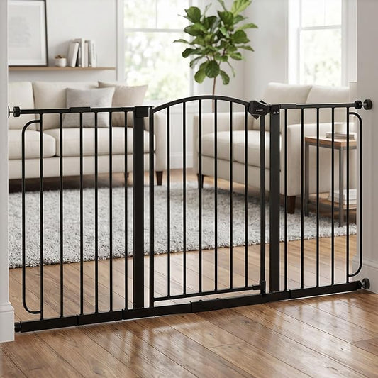 Regalo Safety 30.5-58" Extra Wide Arch Baby Gate with Door, Pressure Mount Walk Through Gate for Doorways & Bottom of Stairs, Babies, Toddlers & Pets, Tested & Safe, American Designed, American Owned