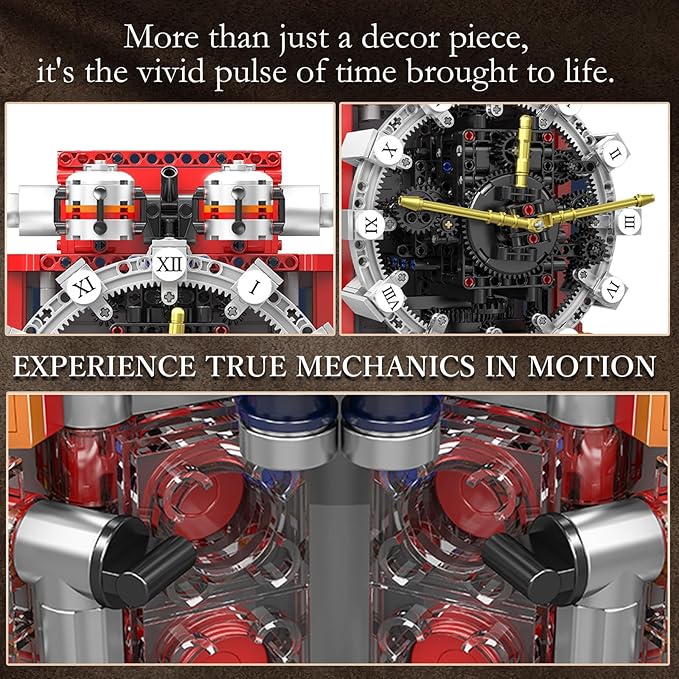Sosuy Boxer Flat‑6 Engine Model for Adults – Dual Opposed Pistons (Clock)