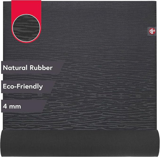 Manduka eKOLite Yoga Mat 71" - 4mm | Natural Rubber | Eco-Friendly | Soft Textured Surface | Natural Next-to-Skin Feel | 71 x 26 inches | Charcoal Grey