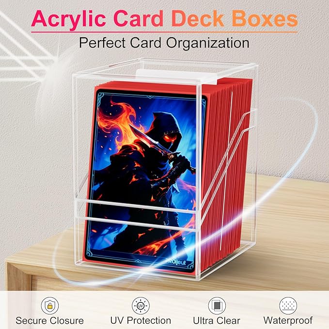 Proijeut Card Deck Box with Portable Case, 12 Pack Clear Commander Deck Box with 12 Dividers, Holds 1200+ Double Sleeved Cards, Fit for MTG, YuGiOh, TCG