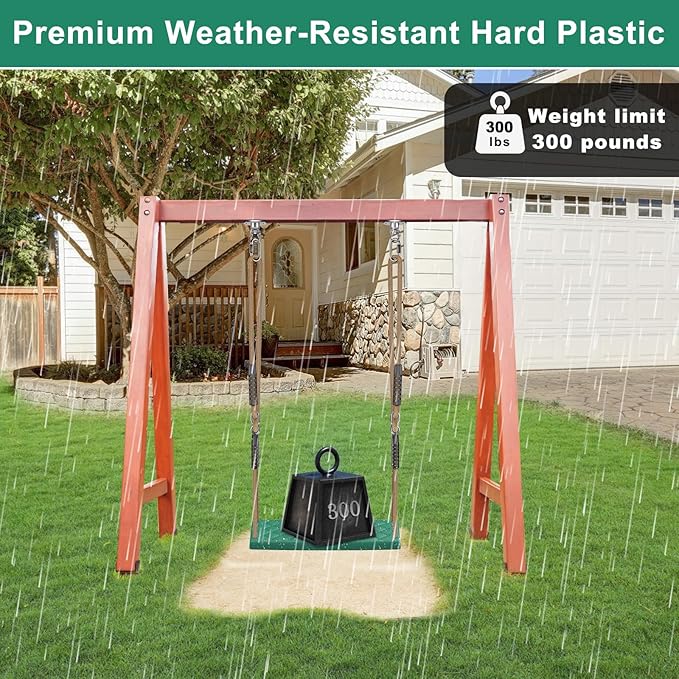 SELEWARE Heavy Duty Swing Seat with Adjustable Rope, 300lbs Capacity Non-Slip Plastic Tree Swing for Kids, Playground Swing Set Accessories Replacement with Snap Hooks for Indoor Outdoor Use (Green)