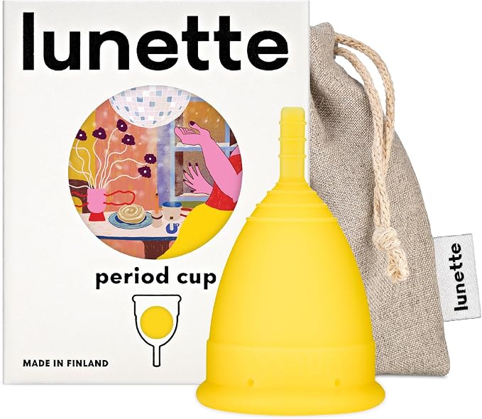 Lunette Menstrual Cup - Reusable Period Cup – Medical-Grade Silicone | 12‑hour Comfort, Reusable up to 10 years, BPA‑free, Tampon alternative, Made in Finland, Size 2 Yellow