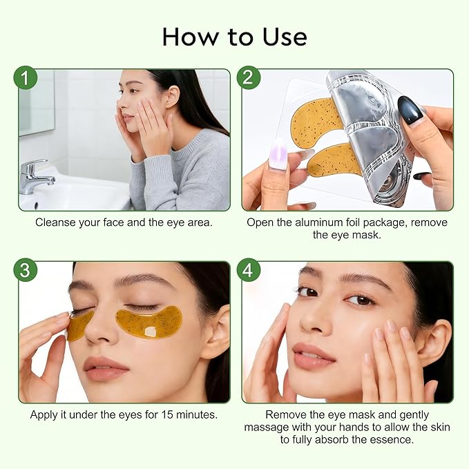 Under Eye Patches - 30 Pairs Green Tea Seaweed Eye Mask for Dark Circles - Puffy Eyes, Wrinkles, Undereye Bags - Soothing Hydrating Sensitive Skin Care Gifts for Teen Girls