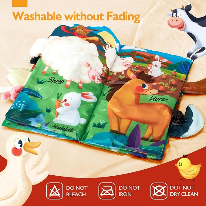hahaland Baby Books 0-6 Months,Infant Tummy Time Toy Sensory Toys 6 to 12 Months Touch Feel Book Gifts for Boy Girl 0-3 Month Baby Shower Valentine Birthday Easter Basket Stuffers (Single)