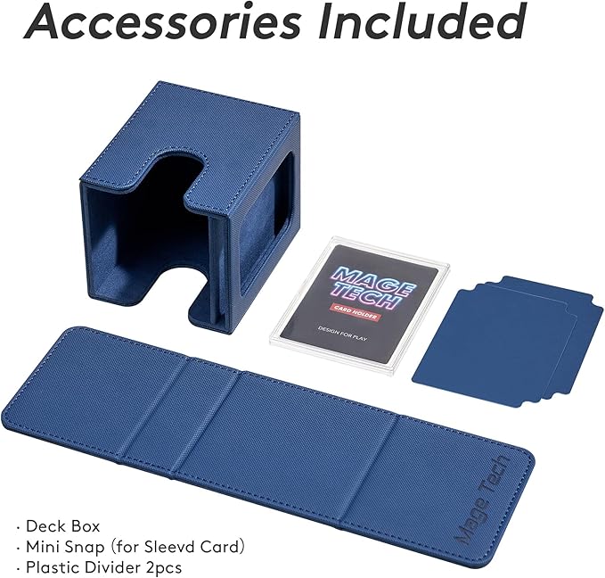 Commander Deck Box Lite - Card Display with Snap Card Holder & Removable Cover, Fits 100+ Single-Sleeved Cards, Ideal for MTG, PTCG, OPCG, SWU & More (Blue)