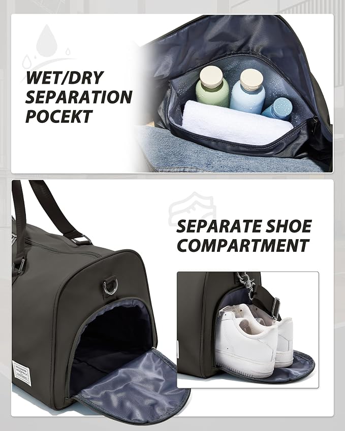 Travel Duffle Bag,Weekender Overnight Bags for Women with Shoes Compartment,Tote Gym Bag Personal Item Carry On Bag for Travel Business Trips Sport Hospital Dance Coffee Brown