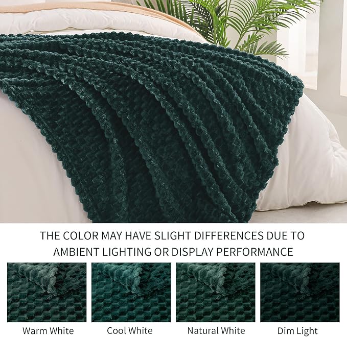 Exclusivo Mezcla 3D Fleece Queen Size Blanket for Bed, Forest Green | Extra Soft Fuzzy Plush Lightweight Bed Blankets, Cozy Fluffy Decorative Blankets for All Seasons, 90x90 Inches