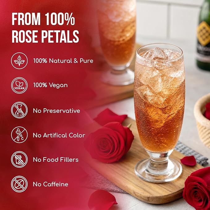 FreshDrinkUS, Premium 4oz Dried Rose Petals, 100% Natural & Pure, Herbal Tea, Daily Infusion Botanical, No Sugar, No Caffeine, No Gluten, Vegan. Rich in Antioxidantse.