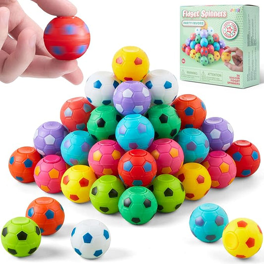 JOYIN 72 Pack Soccer Fidget Spinners for Kids, Soccer Party Favors, Fidget Toys Bulk, Stress Balls, Goodie Bag Stuffers for Birthday Party, Treasure Box for Classroom