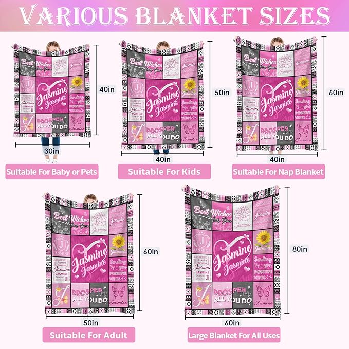 Custom Blanket with Name - Personalized Name Throw Blanket for Adults Kids Baby, Customized Purple Flannel Blanket with Initials, Personalized Gifts for Christmas Birthday