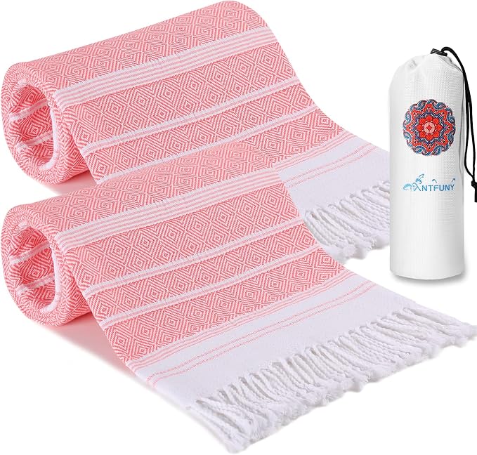 2 Pack Turkish Beach Towels Vacation Essentials Quick Dry Sand Free Women Happy Birthday Gift Ideas Mom Mother Wife Sister Her Teacher Best Friend Retirement 50th 40th 30th Godmother Proposal