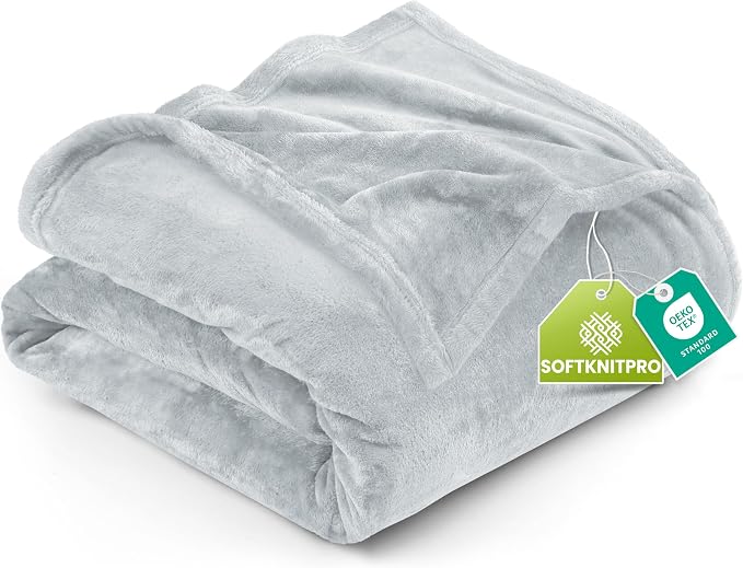 Utopia Bedding Soft Fleece Bed Blanket Queen Size Light Grey (90x90 Inch) | Microfiber Plush Warm Lightweight Breathable Cozy Blanket Anti-Static, All Season Use, Gift for Women and Men