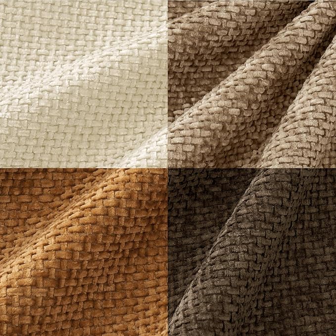 MIULEE Soft Decorative Chenille Fall Pillow Covers Brown 18x18 Pack of 4 | Rustic Home Decor, Layered Brown Collection, Couch Throw Pillows, Farmhouse Boho Cushion Covers for Sofa Bed Living Room