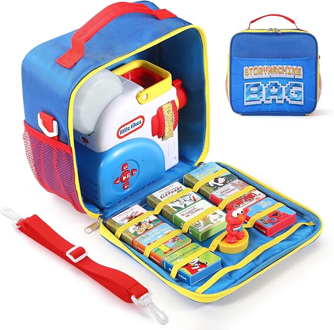 Storage Case for Little Tikes Story Dream Machine Books Starter Set, Toys Storage Holder Travel Case for Many Story Collection, Storytime/Little Golden Book Accessories, Blue, 8.6x8.2x5.5