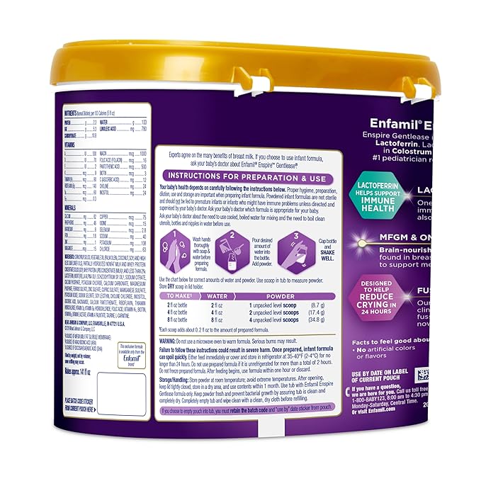 Enfamil Optimum Gentlease Baby Formula, Our Closest Formula to Breast Milk For Fussiness, Crying, Gas & Spit-up, Immune-Supporting Lactoferrin also found in Breast Milk, 19.5 Oz (Pack of 2)