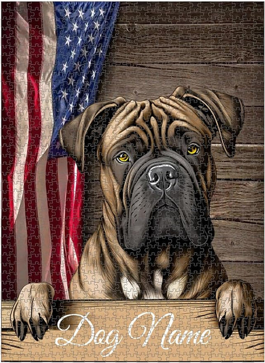 Custom Wooden Jigsaw Puzzles with Your Dog's Name on Presa Canario Art Print - 300 500 1000PCS Puzzles Game and Home Wall Decor