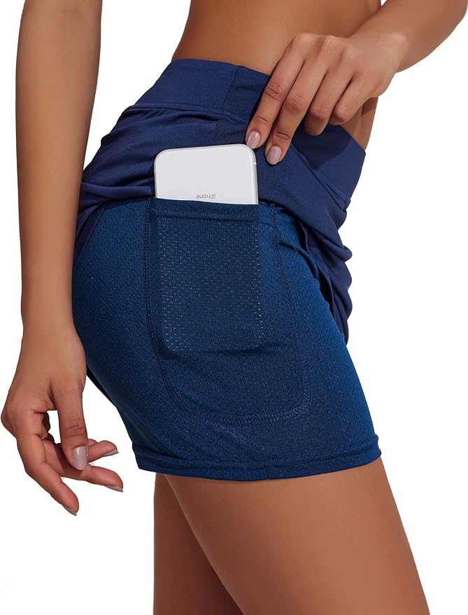 Ekouaer Women's Active Performance Skort Lightweight Skirt for Golf Tennis | Built-in Shorts, A Line, High Waisted, Tummy Control, Pickleball, Running, Workout, Sports, Skorts for Woman