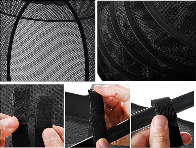 3Pcs Stuffed Animal Storage Foldable Stuffed Animal Net or Hammock Organizer, 5 Compartments Hanging Mesh Toy Storage Hammock for Kid Room Toys, Gloves, Hats, Socks（Black）