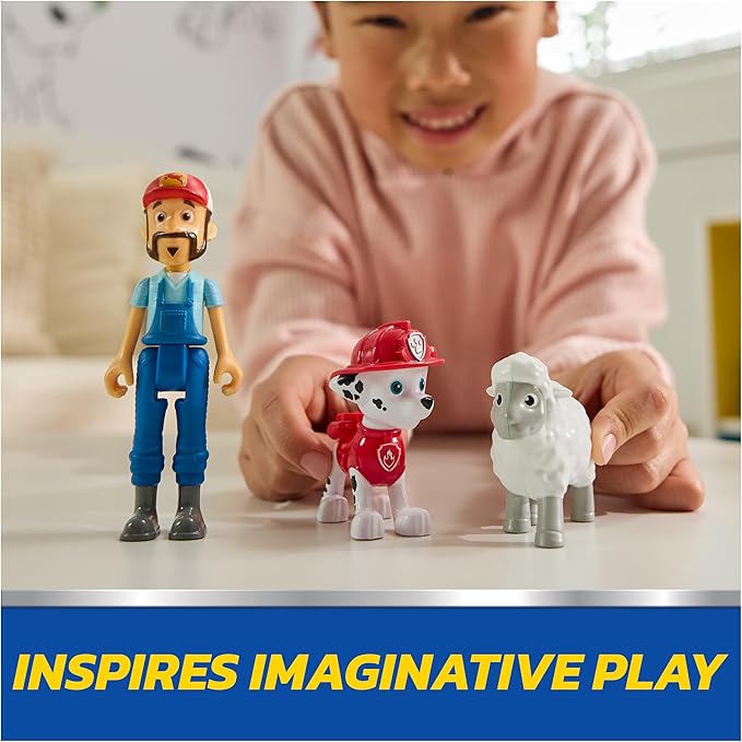 Paw Patrol Marshall & Farmer Al Figure Pack with Sheep Toy Figure, Kids Toys for Boys and Girls Ages 3 and Up